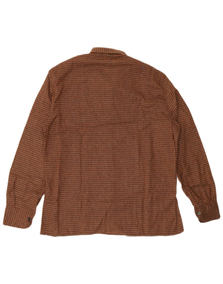 Camisa vintage para hombre talla 41 marrón medio cheque acrílico