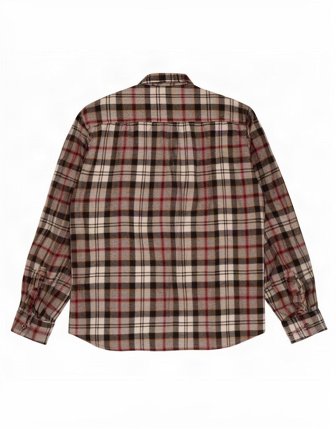 Camisa de franela vintage para hombre con cuadros grises grandes