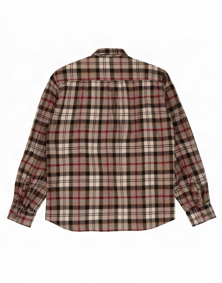 Camisa de franela vintage para hombre con cuadros grises grandes