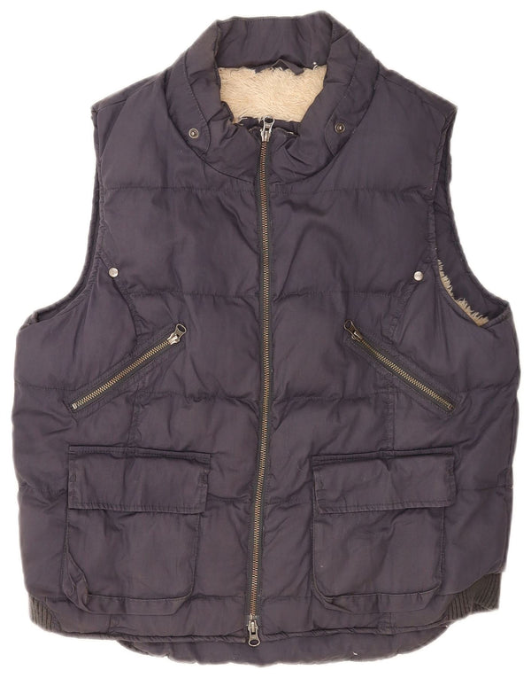 White Stuff Chaleco acolchado Sherpa para mujer UK 46 Grande Algodón azul marino