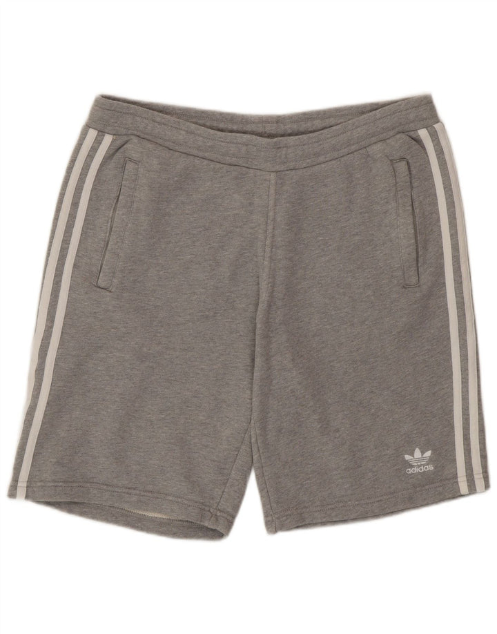Pantalones cortos deportivos Adidas para hombre de algodón gris medio