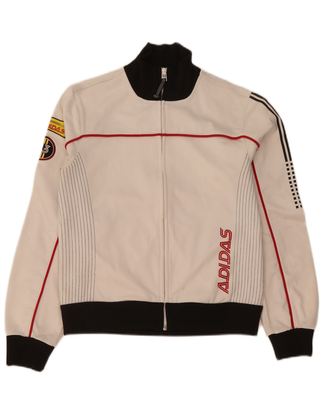 Adidas - Chaqueta de chándal gráfica para mujer, talla 40, color blanco mediano