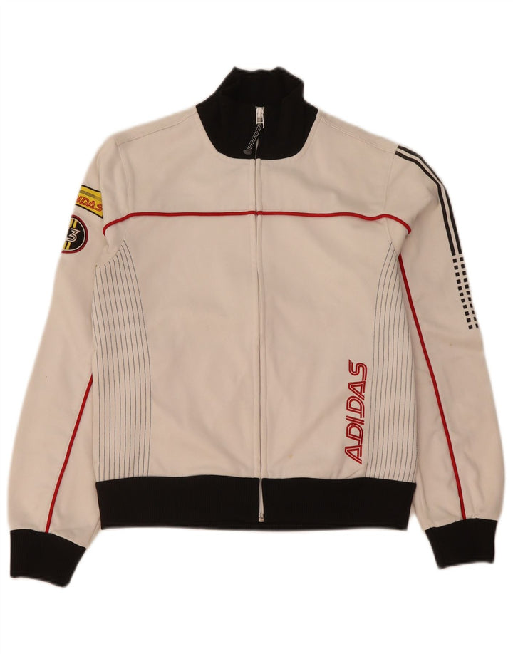 Adidas - Chaqueta de chándal gráfica para mujer, talla 40, color blanco mediano
