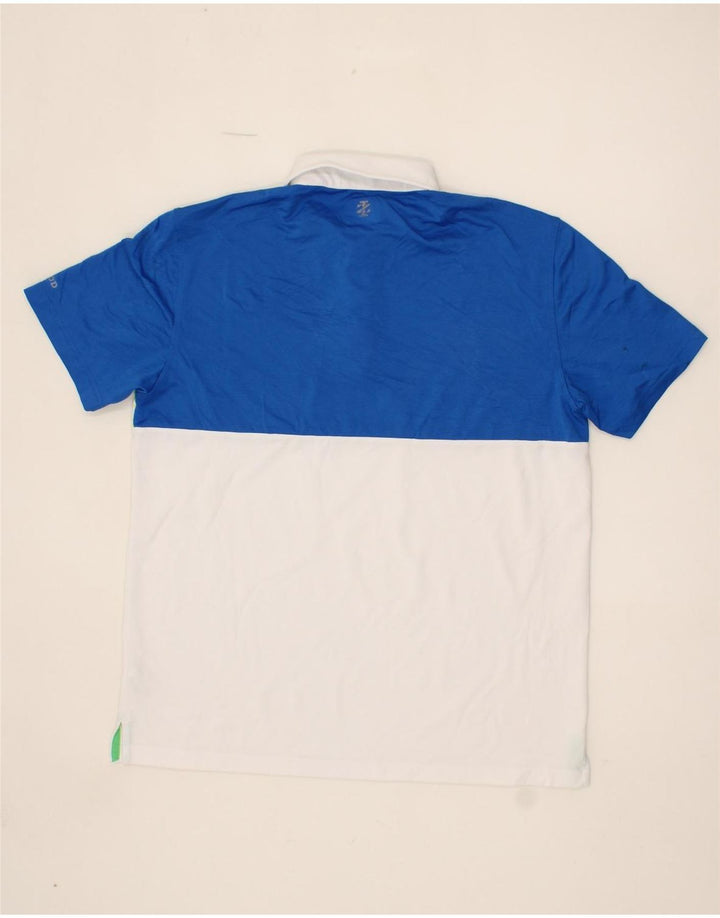 IZOD Mens Polo Shirt Large Blue Colourblock Polyester Vintage Izod and Second-Hand Izod from Messina Hembry 