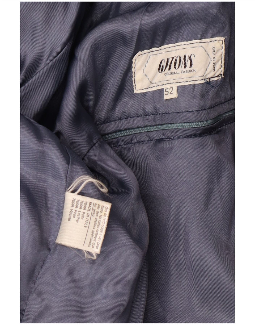 VINTAGE Chaqueta de cuero militar para hombre IT 52 XL Cuero azul