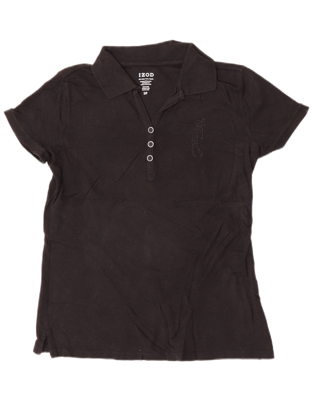 Izod Polo para mujer UK 10 Small Algodón negro