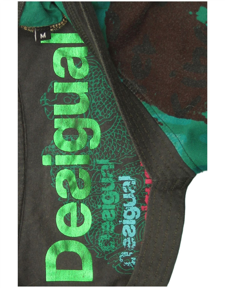 Desigual Top Túnica con Patrón Abstracto para Mujer Reino Unido 14 Algodón Verde Medio