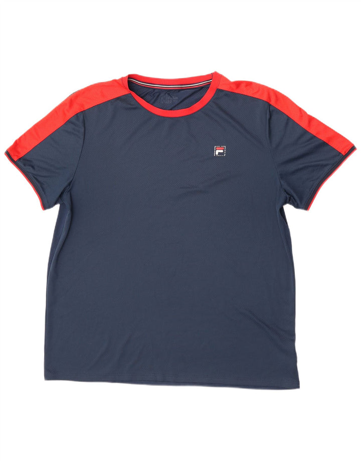 Fila Camiseta para hombre Top 2XL Azul marino Colorblock Poliéster