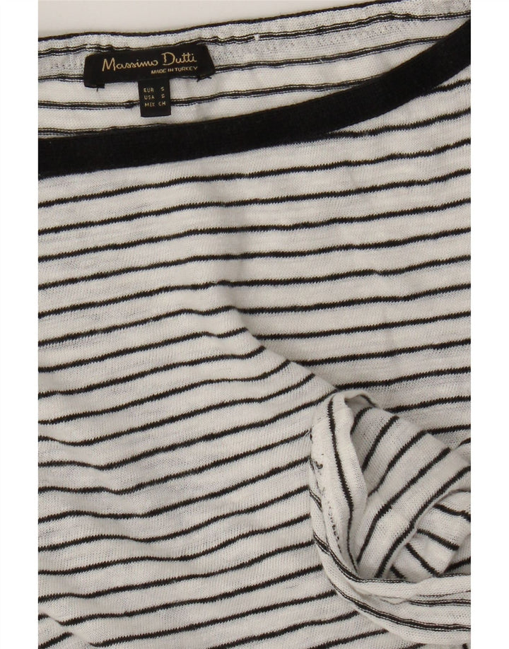 Massimo Dutti Top Mujer Manga Larga UK 40 Small Blanco Rayas Náutico