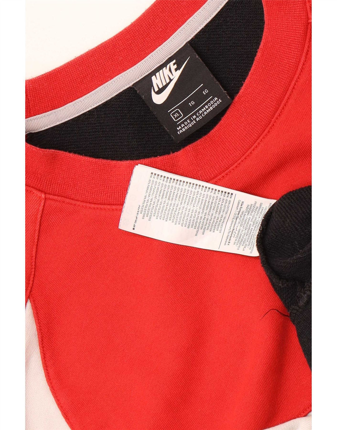 Nike Hombre Sudadera Gráfica Jumper XL Rojo Colorblock Algodón
