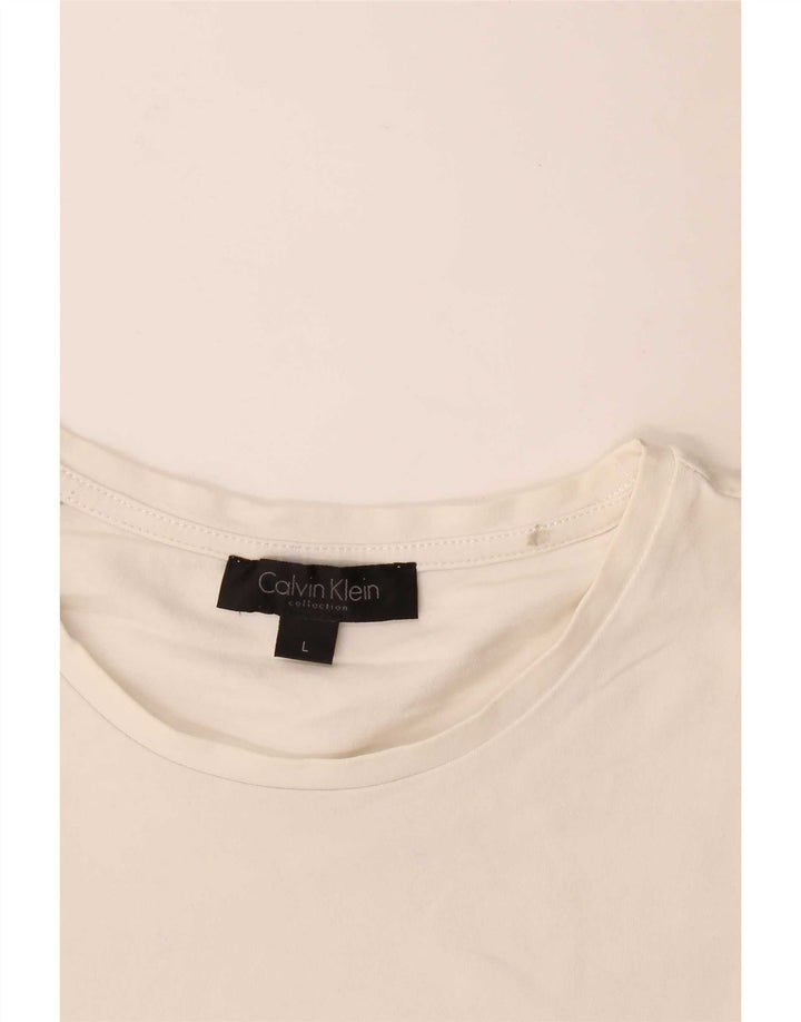 Calvin Klein Camiseta Gráfica para Mujer Top Grande Blanco
