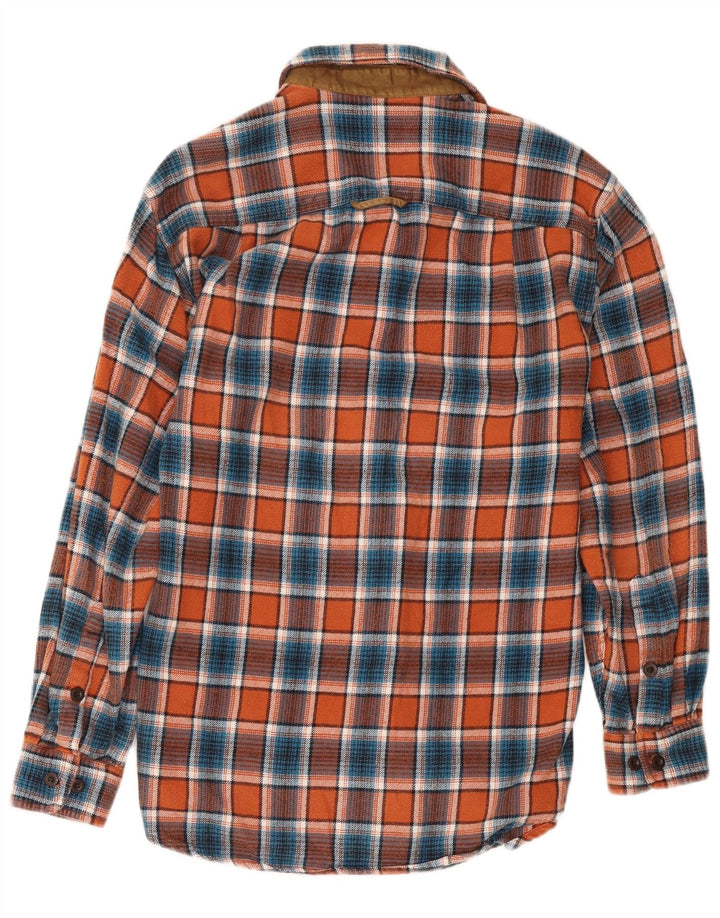 Camisa De Franela Orvis Para Hombre Algodón A Cuadros Naranja Pequeño