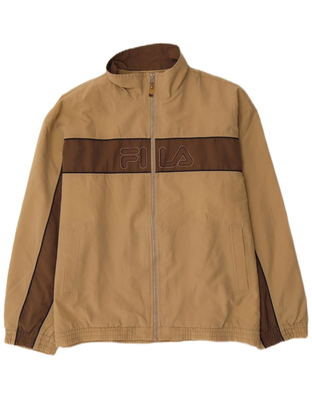 FILA Mens Graphic Chándal Top Chaqueta Grande Beige Colorblock