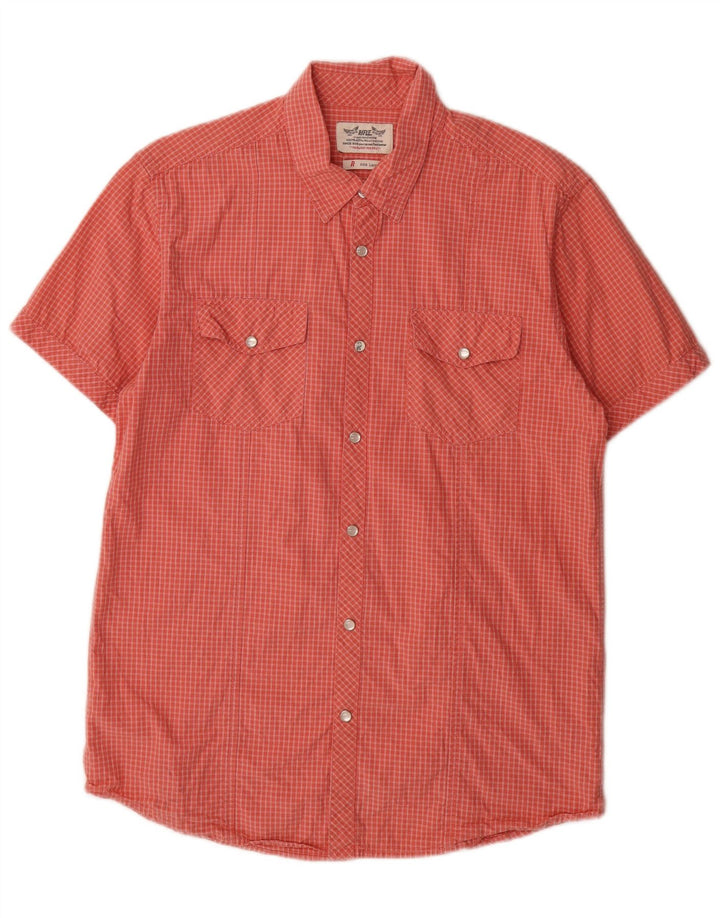 Camisa de manga corta para hombre Rifle Large Red Gingham Cotton