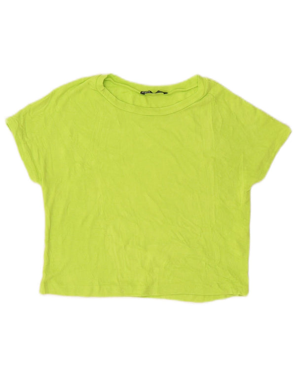 Zara Mujer Crop Camiseta Top UK 42 Viscosa Verde Medio