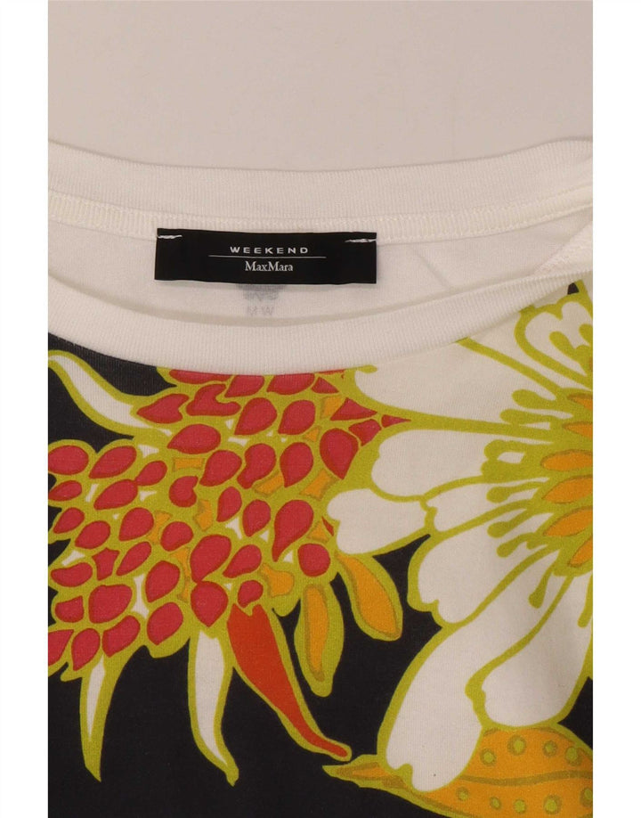 Max Mara Camiseta de fin de semana para mujer Top UK 10 Small White Floral