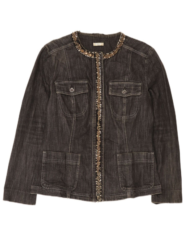 Marella Chaqueta Vaquera para Mujer UK 46 Grande Algodón Gris