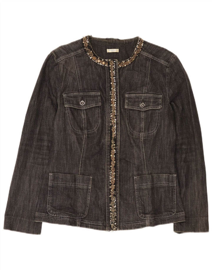 Marella Chaqueta Vaquera para Mujer UK 46 Grande Algodón Gris