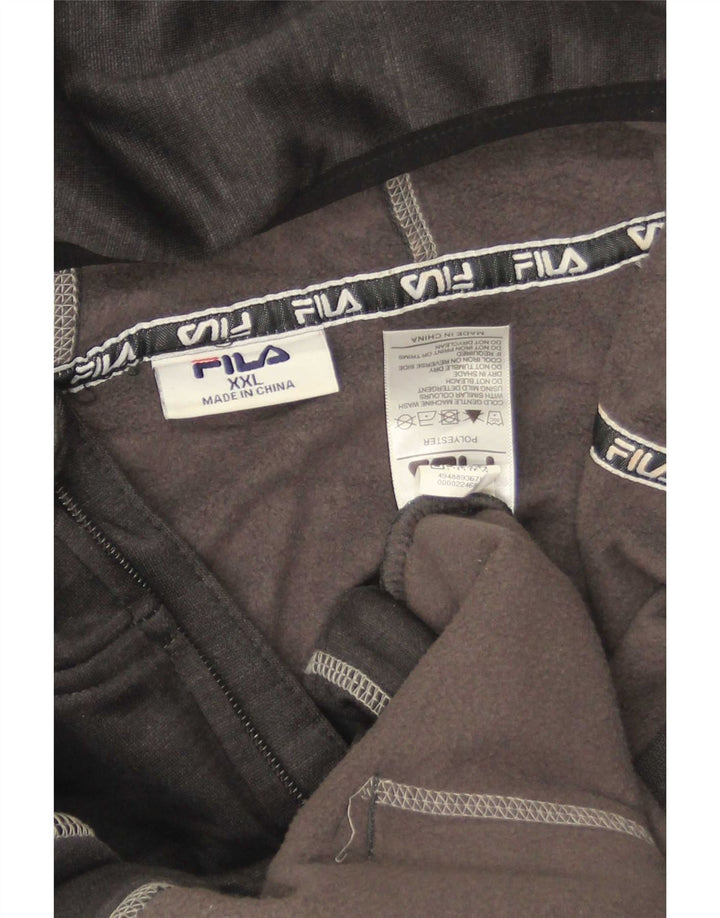 Fila Sudadera con capucha y cremallera gráfica para hombre 2XL Poliéster negro