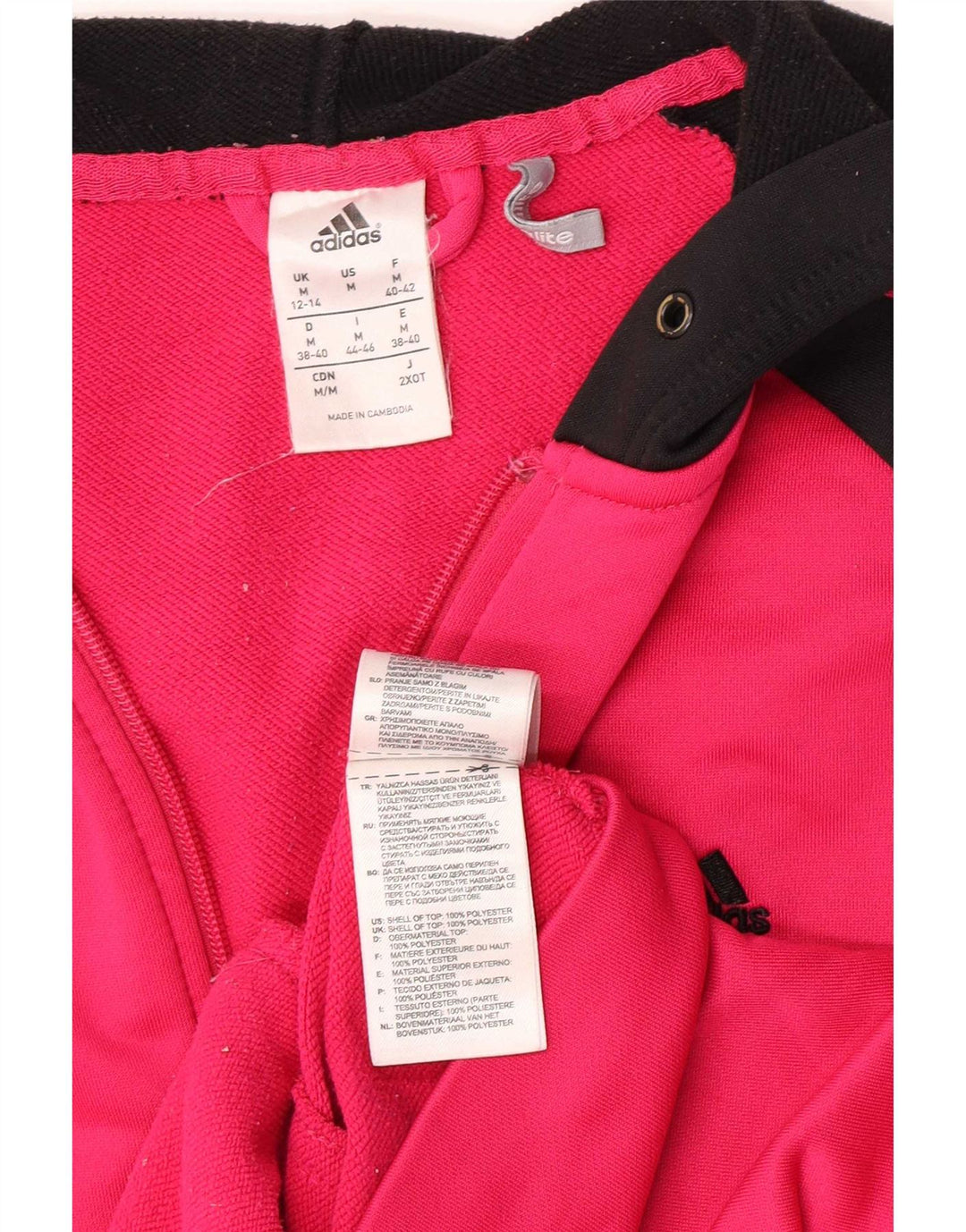 Adidas Sudadera con capucha y cremallera para mujer UK 12/14 Poliéster rosa medio