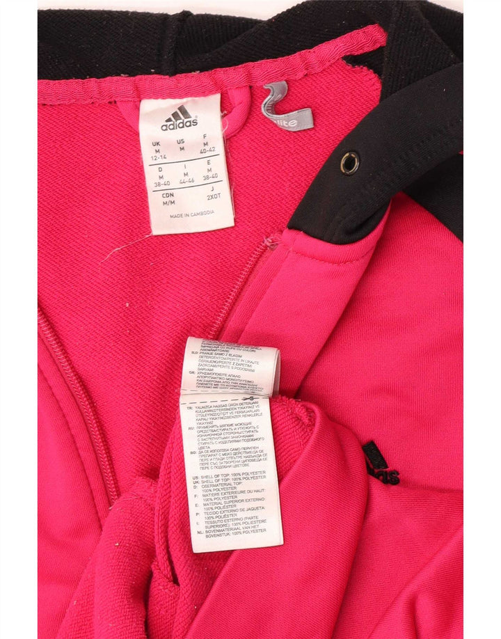 Adidas Sudadera con capucha y cremallera para mujer UK 12/14 Poliéster rosa medio