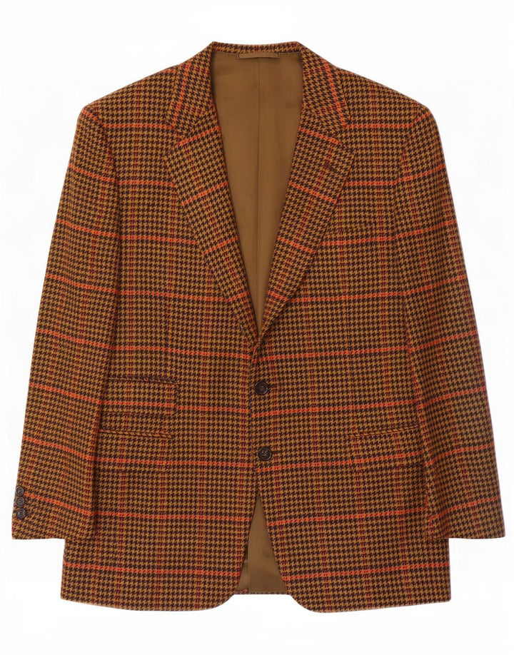 Guabello Chaqueta tipo blazer de 2 botones para hombre IT 46 Small Brown Lana de pata de gallo
