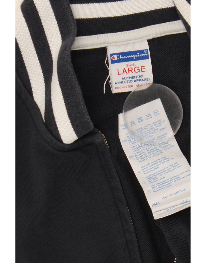 CHAMPION Chaqueta de chándal para hombre de algodón a rayas azul marino mediano