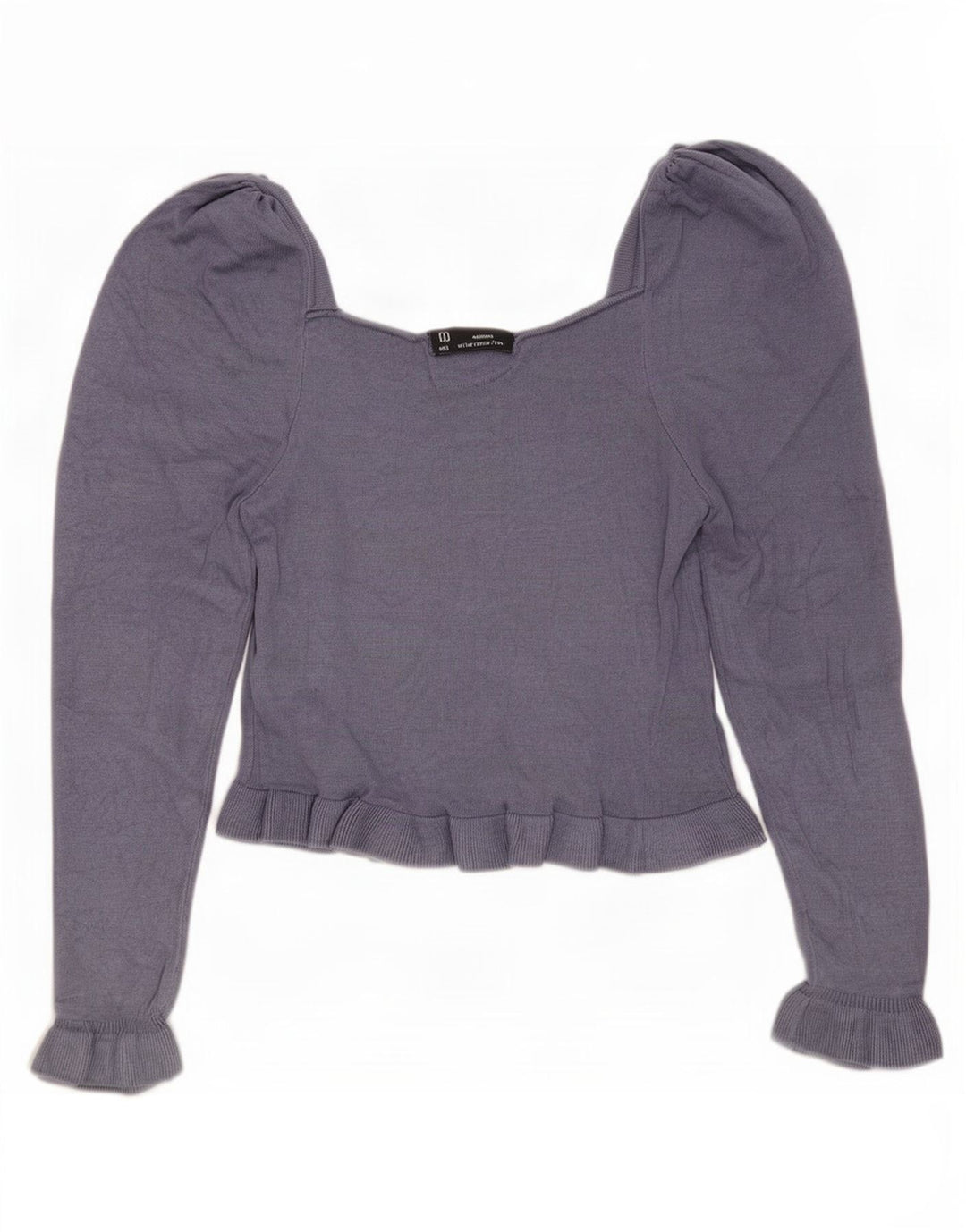 Zara Mujer Crop Top Manga Larga UK 42 Azul Medio