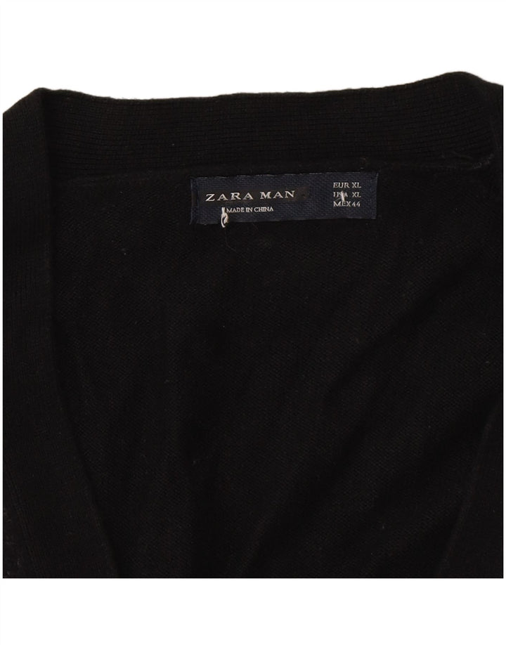 Zara Hombre Jersey Cárdigan XL Negro Colorblock