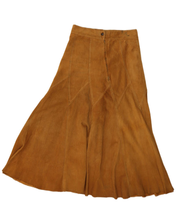 Vintage mujer ante falda acampanada W26 pequeño marrón