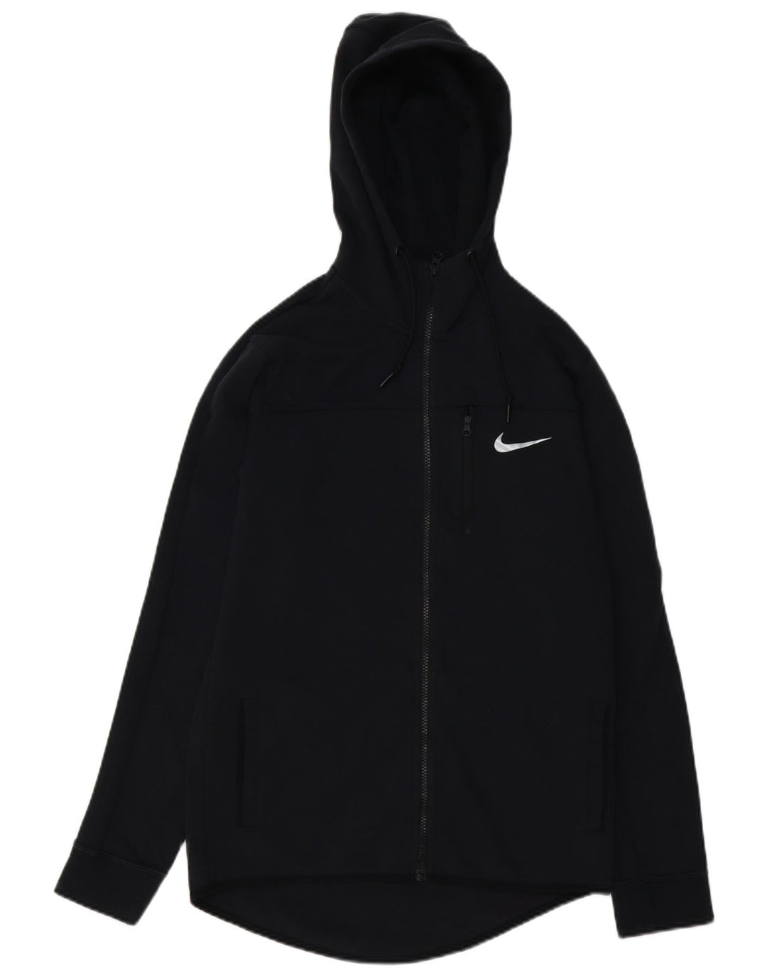 NIKE Sudadera con capucha y cremallera para hombre, talla pequeña, algodón negro