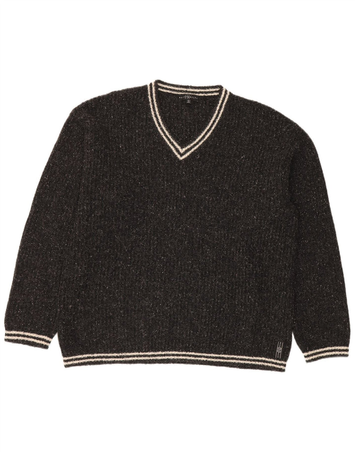 Belfe & Belfe Jersey Con Cuello En V Para Hombre De Lana Moteada Gris Grande