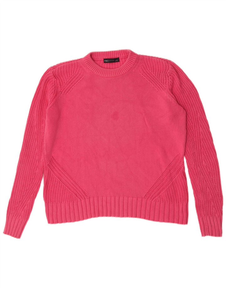 Marks & Spencer Suéter de Cuello Redondo de Gran tamaño para Mujer UK 10 Small Pink