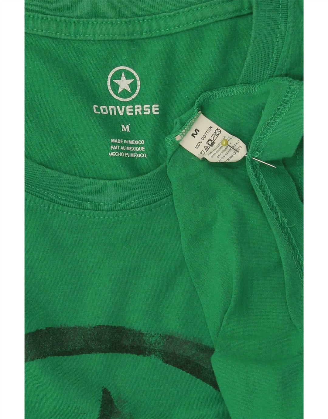 Converse Hombre Camiseta Gráfica Top Algodón Verde Medio