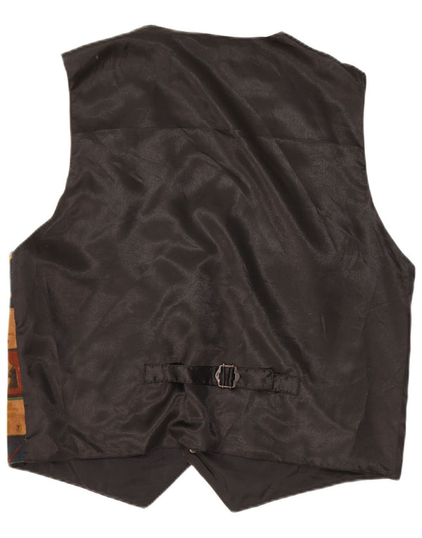 C & A Chaleco de ante para hombre grande de cuero patchwork multicolor