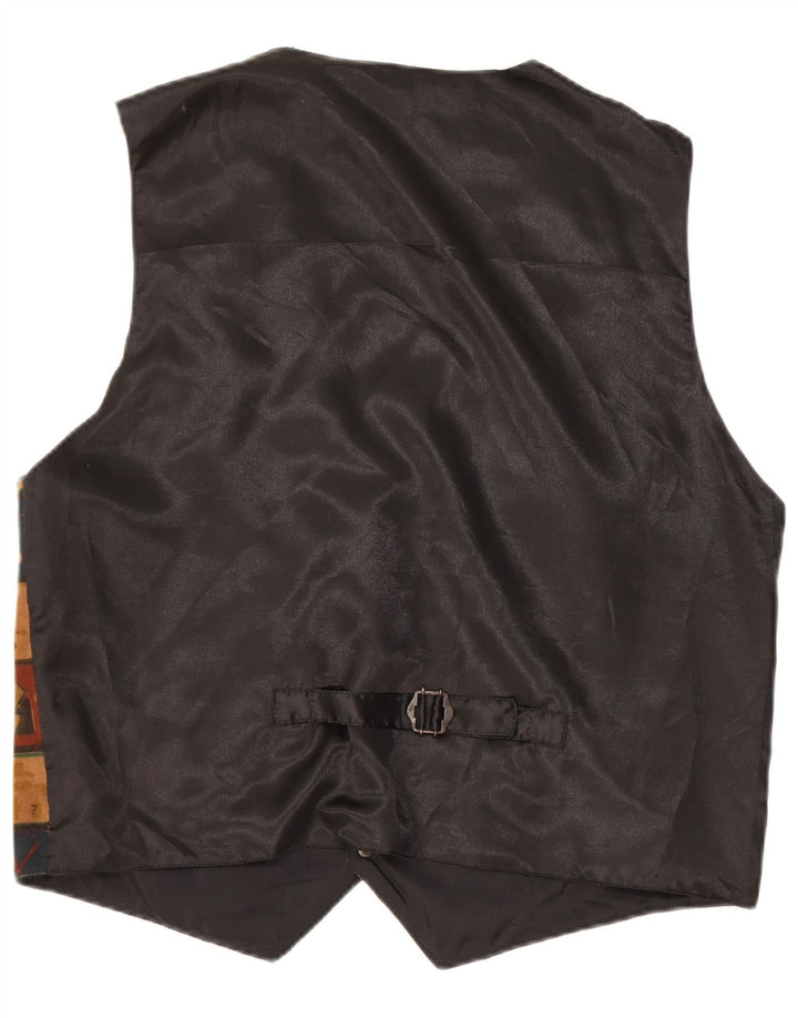 C & A Chaleco de ante para hombre grande de cuero patchwork multicolor
