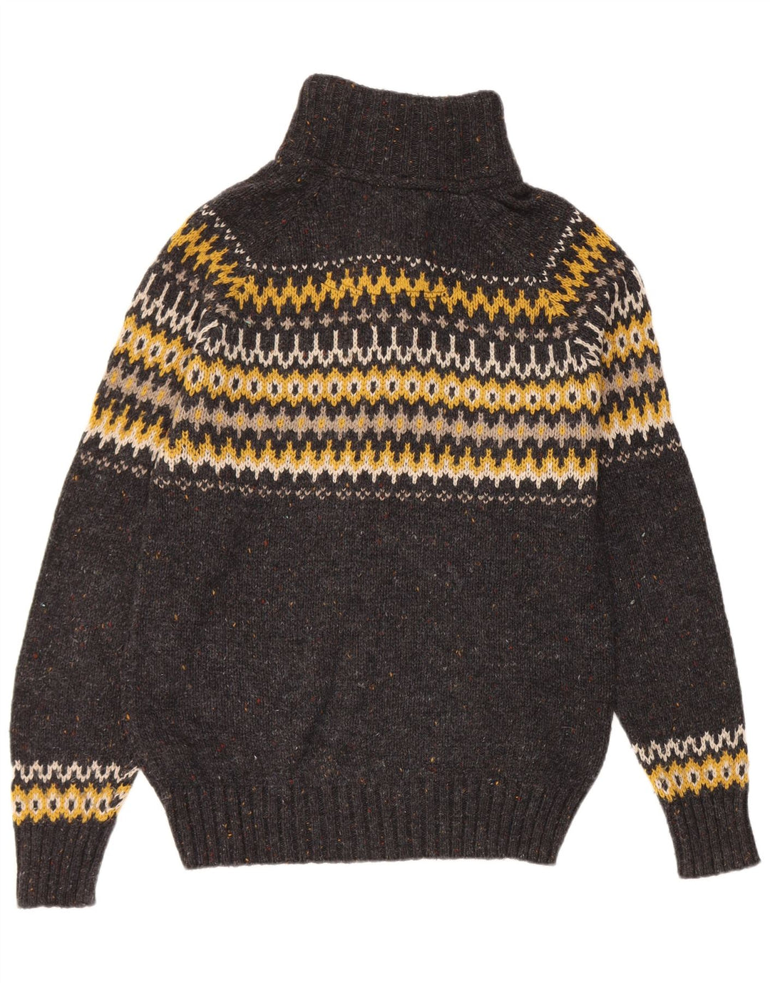 Jersey de hombre con cuello abotonado de lana Fair Isle en gris medio de Fat Face
