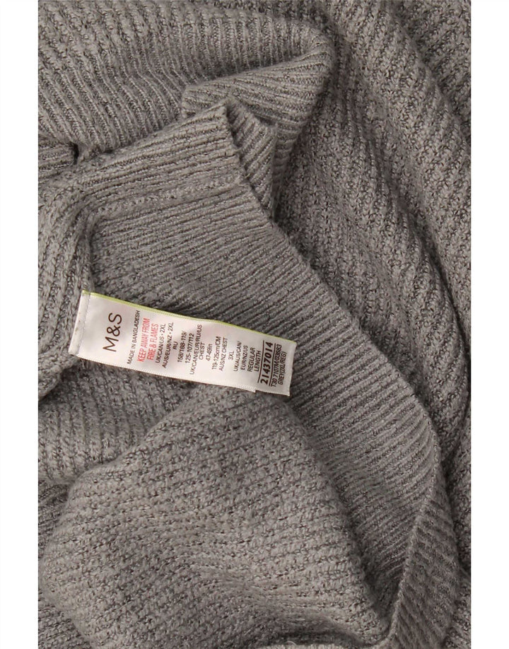 Marks & Spencer - Jersey de cuello redondo para hombre, talla 2XL, poliamida gris