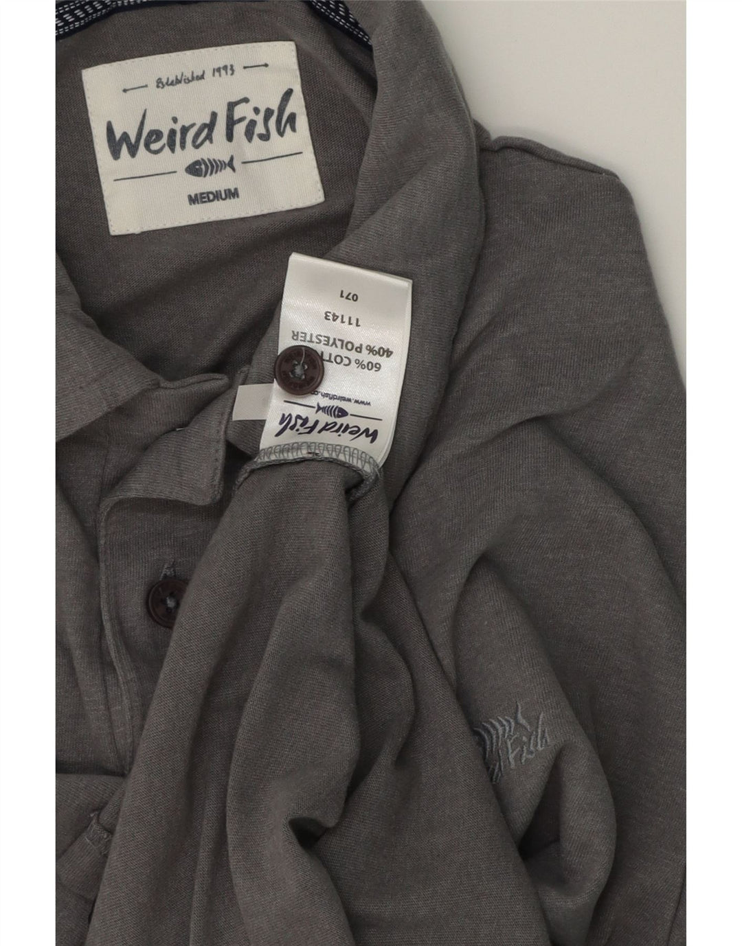Weird Fish Polo Hombre Algodón Gris Medio