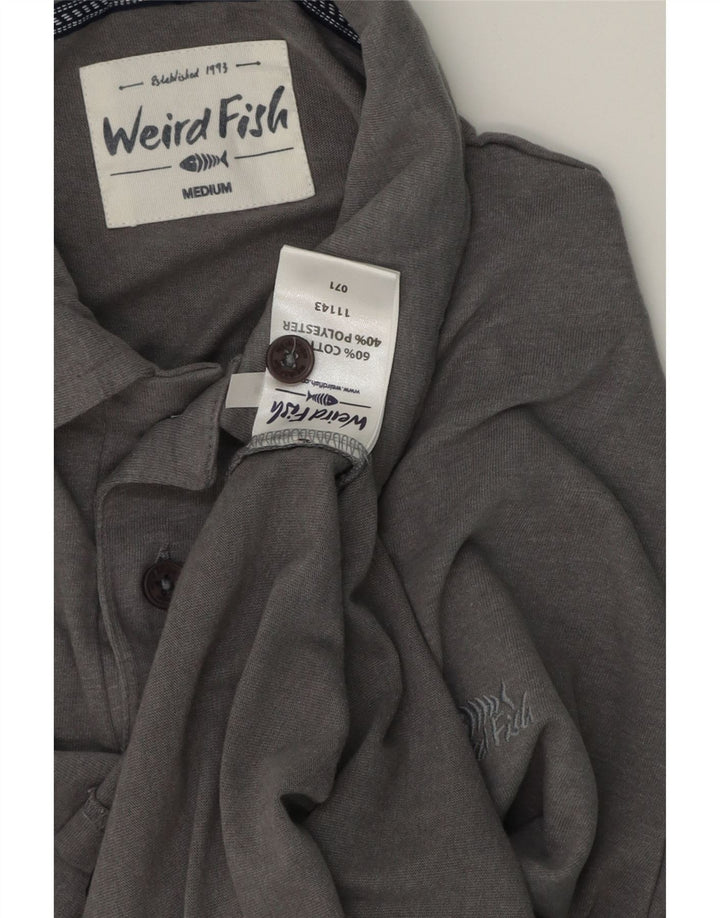Weird Fish Polo Hombre Algodón Gris Medio