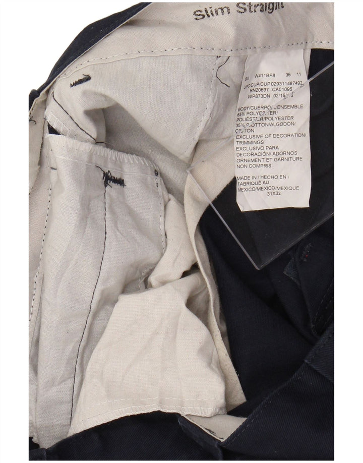 DICKIES Pantalón chino recto y delgado para hombre W31 L32 Poliéster azul marino