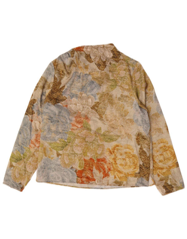 Zara Mujer Top Manga Larga UK 40 Pequeño Multicolor Floral Moderno