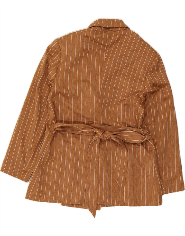 HAVEONE Womens Double Breasted Blazer Jacket UK 14 Medium Brown Pinstripe Vintage Haveone and Second-Hand Haveone from Messina Hembry 