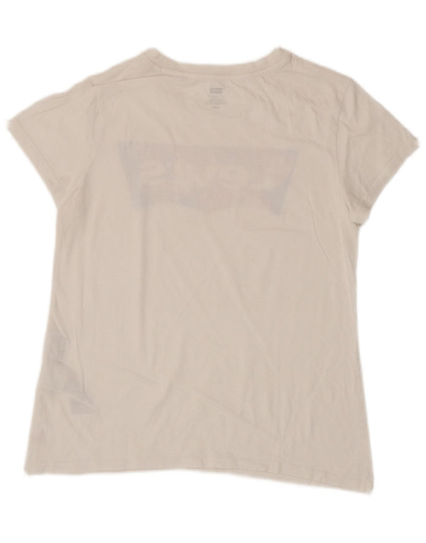 Levi's Camiseta gráfica para mujer Top UK 12 Medium White Cotton