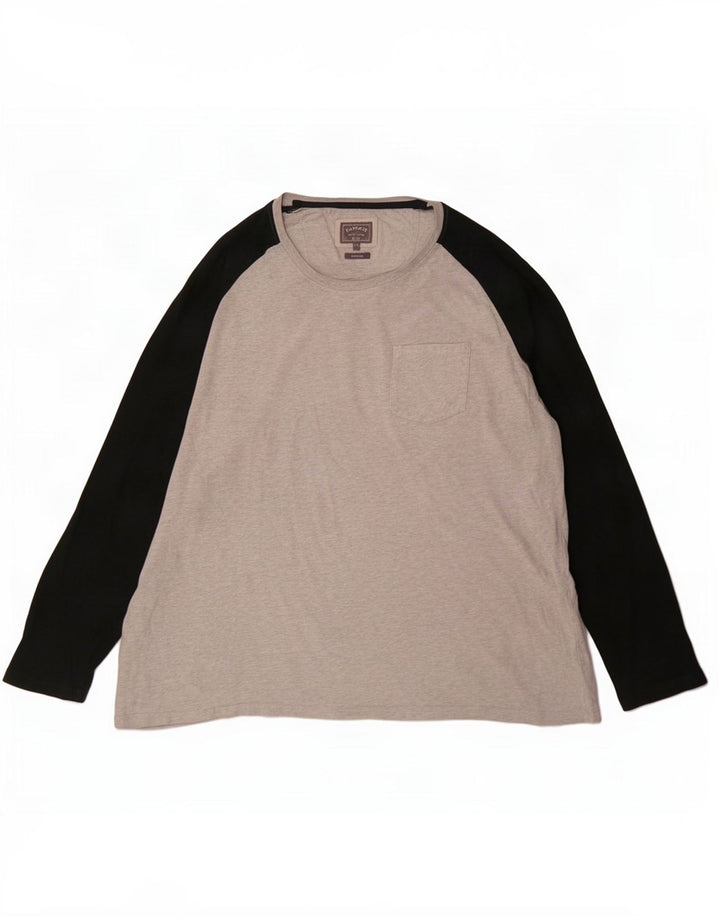 Camiseta de hombre Fat Face de manga larga 2XL de algodón gris con bloques de color
