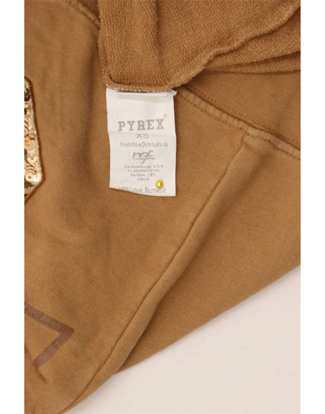 Pyrex Sudadera gráfica para mujer Jumper UK 6 XS Algodón marrón