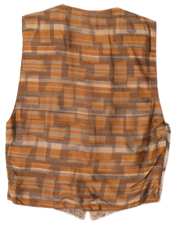 Chaleco de cuero vintage para hombre pequeño cuero teñido anudado marrón