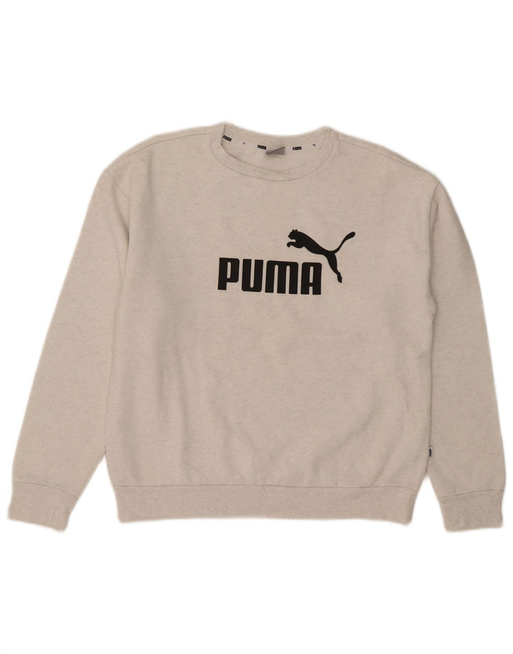 Puma Mujer Gráfico Oversize Sudadera Jumper UK 10 Pequeño Gris Algodón