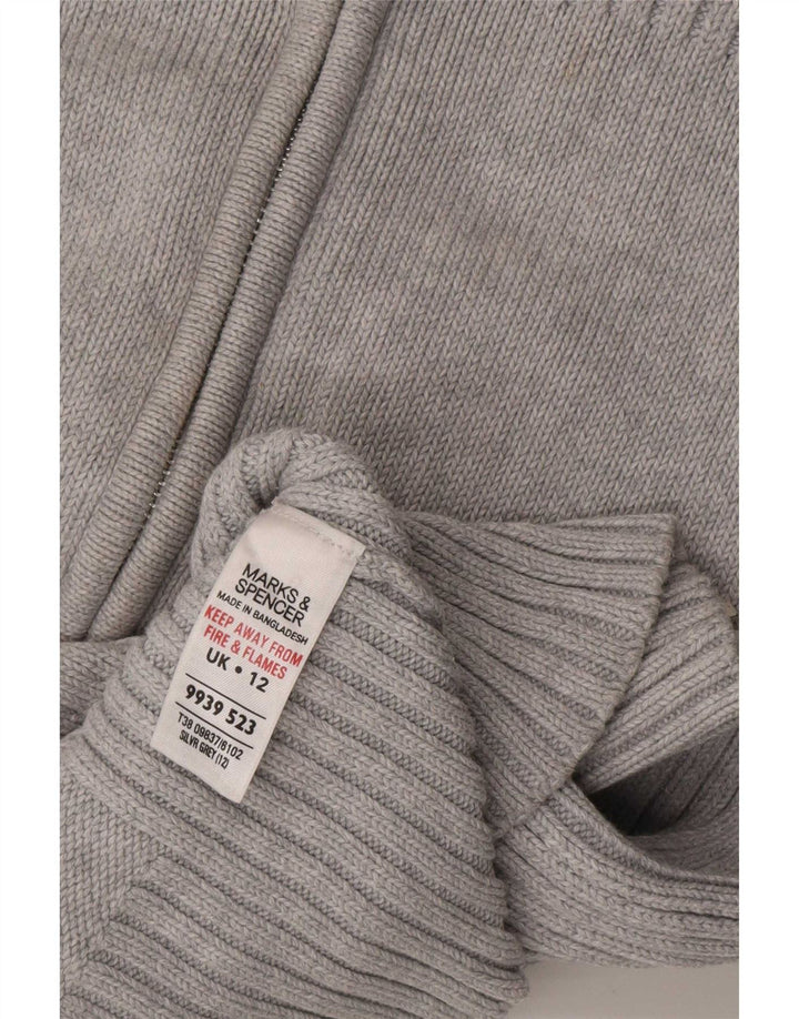 Marks & Spencer Suéter tipo cárdigan con cremallera completa para mujer Reino Unido 12 Algodón gris medio