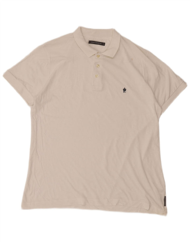 French Connection Polo para hombre de algodón blanco roto grande